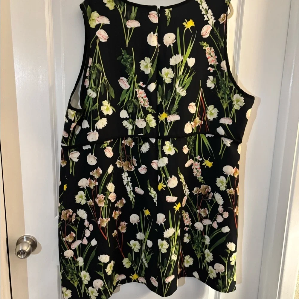 Victoria Beckham Floral Sleeveless Black A-Line Dress Sz 3X